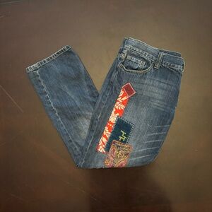 Cabi Patchwork Women’s Boho Boyfriend Relaxed Jeans Size 8 Embroidered Y2K